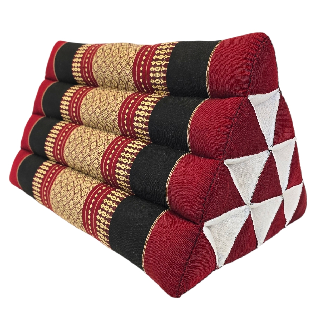 Dreieckkissen aus Kapok Rot/Schwarz Dreieckkissen aus Kapok Rot/Schwarz